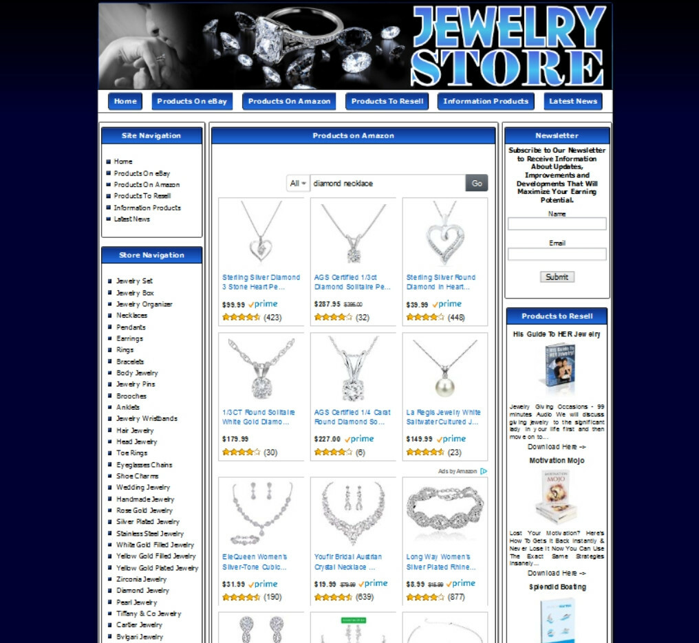 JEWELRY STORE Complete Turnkey Website. Amazon Affiliate Store, Google Adsense