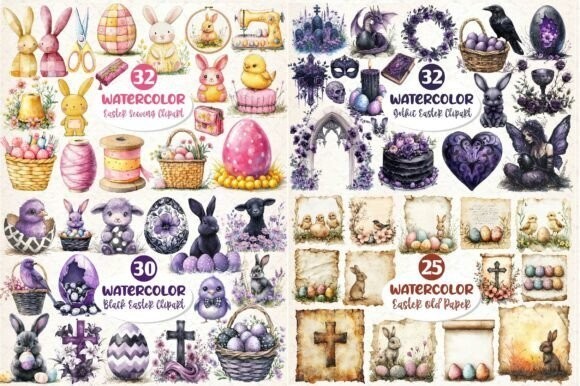 Happy Easter Clipart Huge Bundle