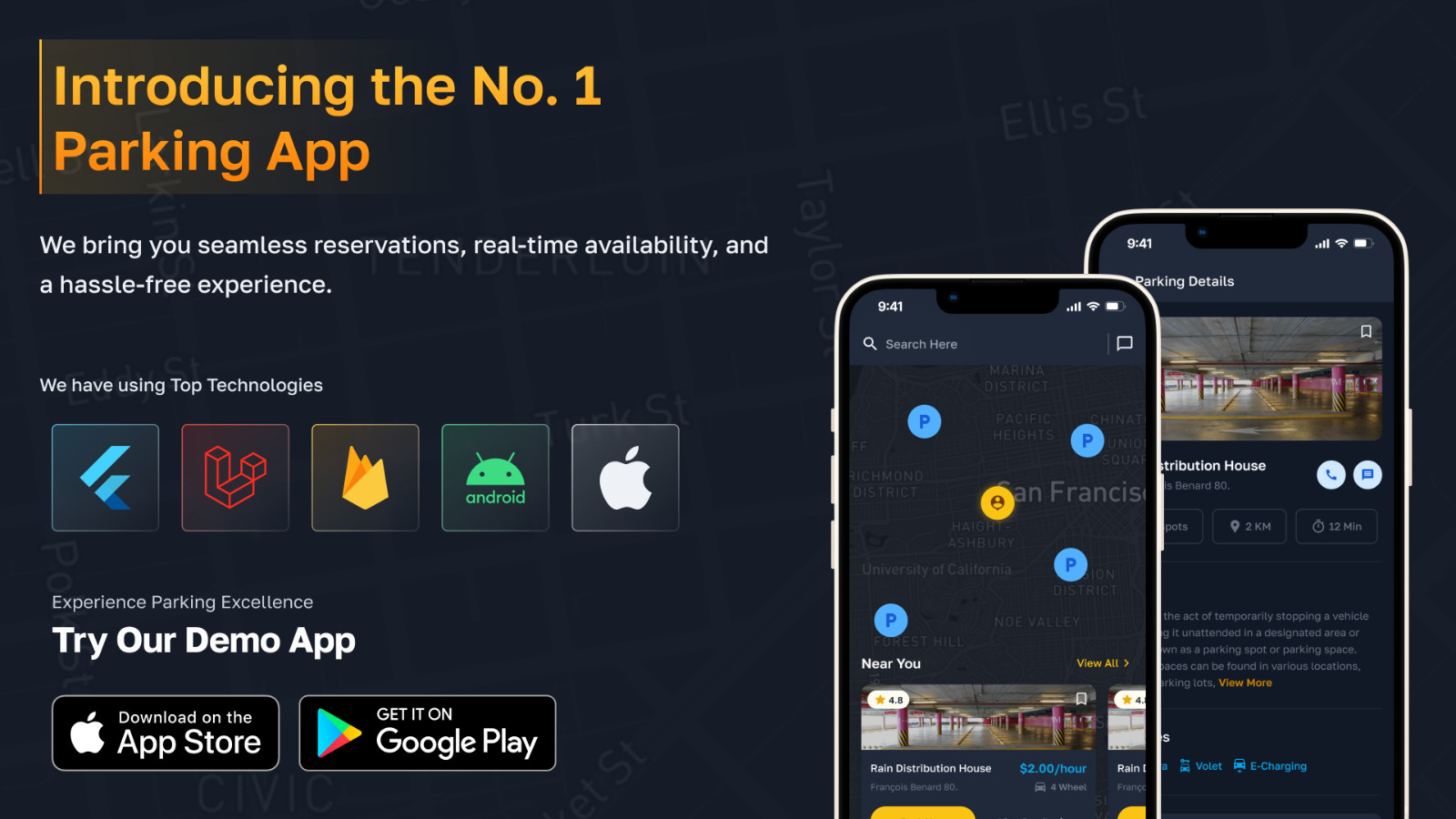 Parkly – Car Parking Flutter App | User, Owner & Watchman Apps + Admin Panel