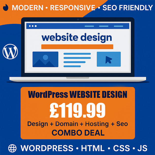 WordPress Website Design + Domain + Hosting + Seo Combo Deal 24/h Support!
