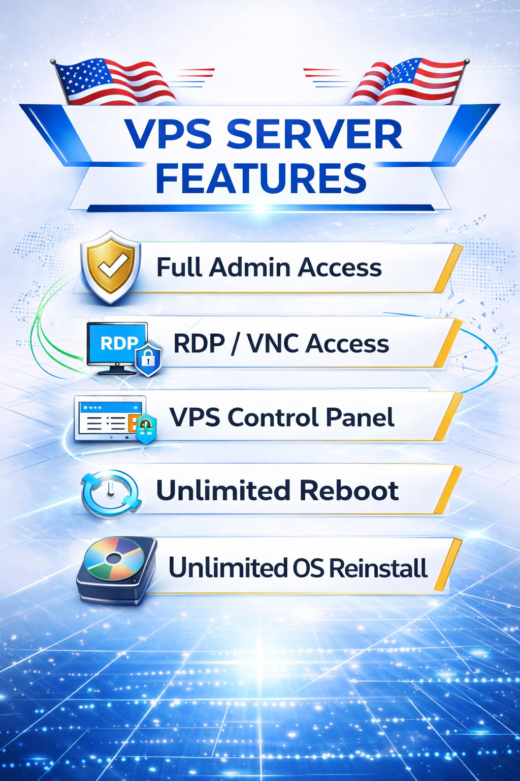 USA Windows VPS RDP Server 12GB RAM 200GB SSD Fast Remote Desktop Hosting
