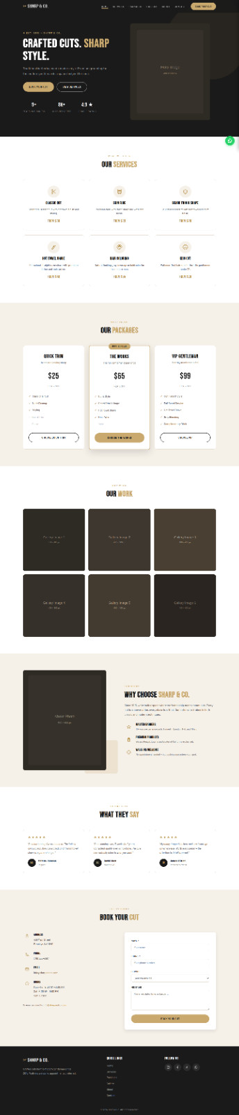 Barbershop Website Template – Professional HTML Landing Page – Dark – Responsive