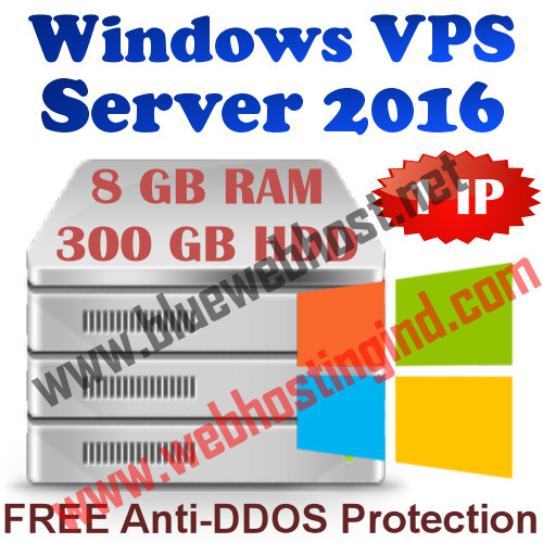 Windows 2016 VPS (Virtual Dedicated Server) 8GB RAM + 300GB HDD + DDOS