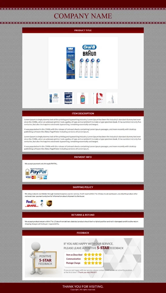 eBay Templates Mobile Responsive eBay Listing Auction Template 2025 Ready