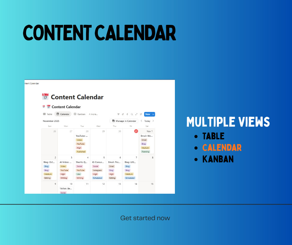 Content Creator Hub Notion Template – All-in-One Dashboard – Digital Download