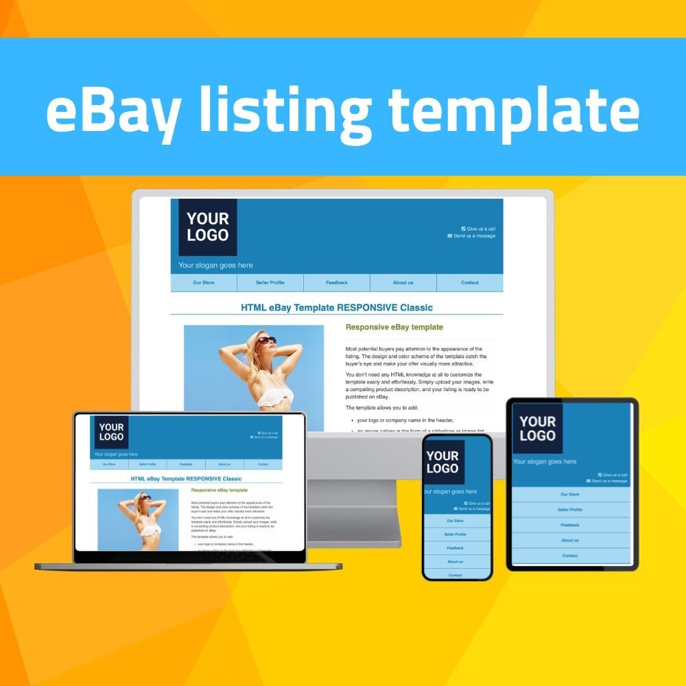 HTML eBay Template RESPONSIVE Classic + Editor