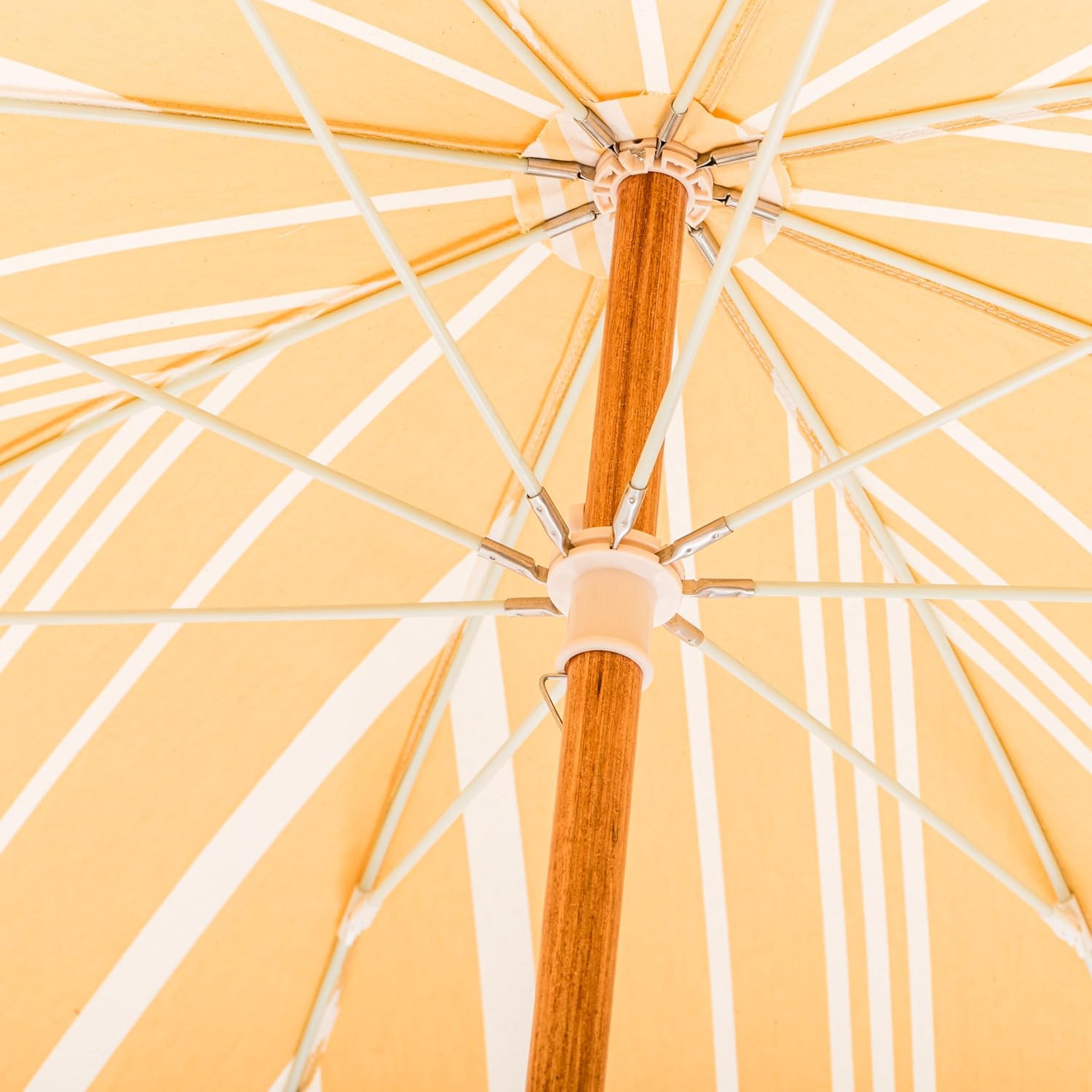 Chic Boho Beach Umbrella – 6′ UPF 50+ with 7′ Wooden Pole for Sun Safety