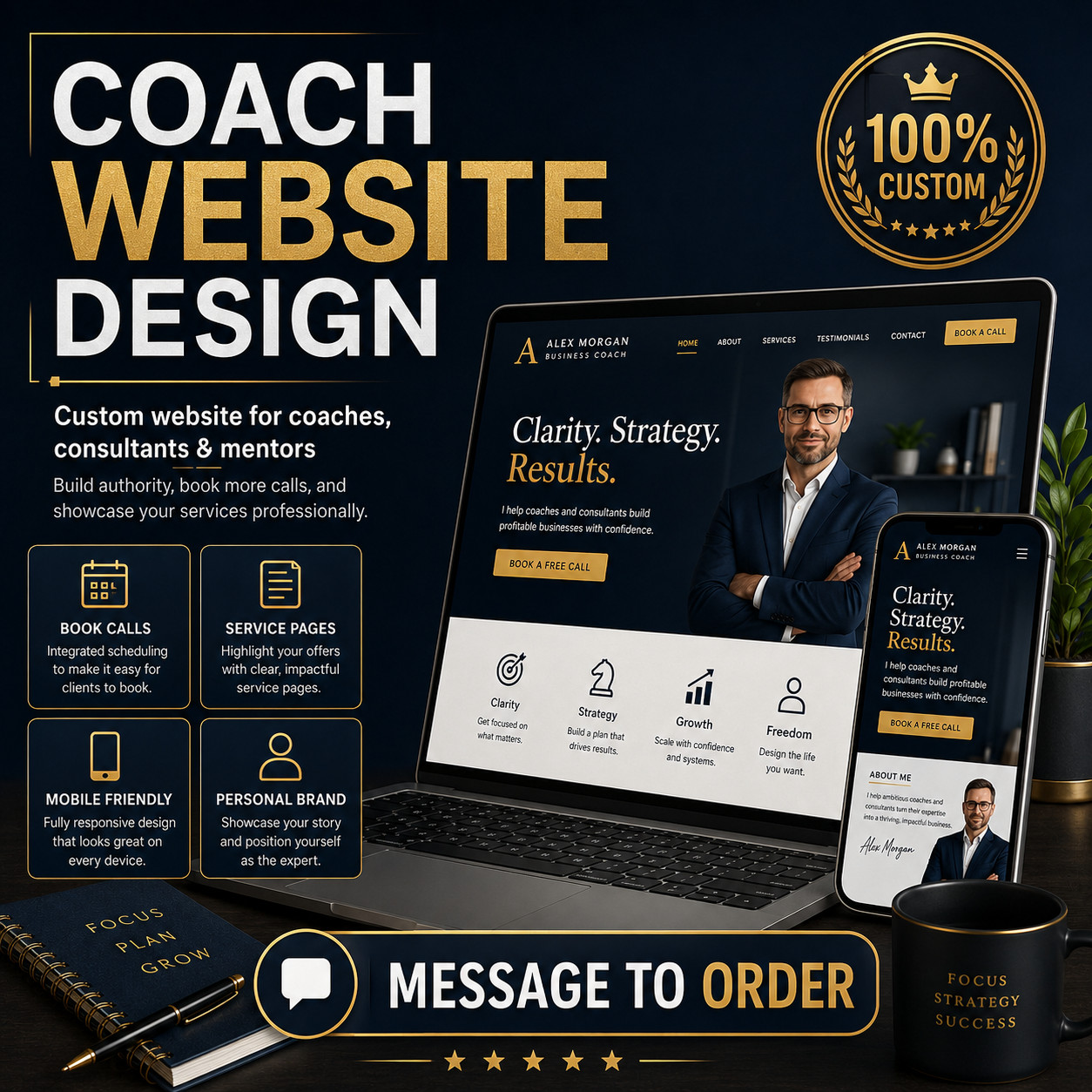 Custom Coach Website Design | Consultant Mentor Business Website Service