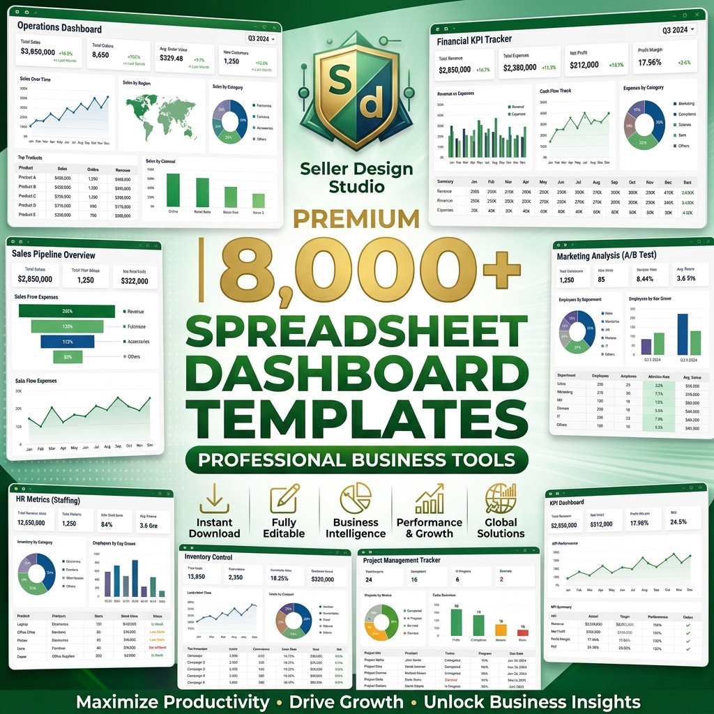 8000+ Excel Dashboard Templates Bundle | KPI Finance Sales Business Reports✅
