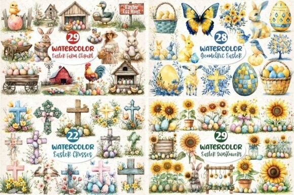 Happy Easter Clipart Huge Bundle