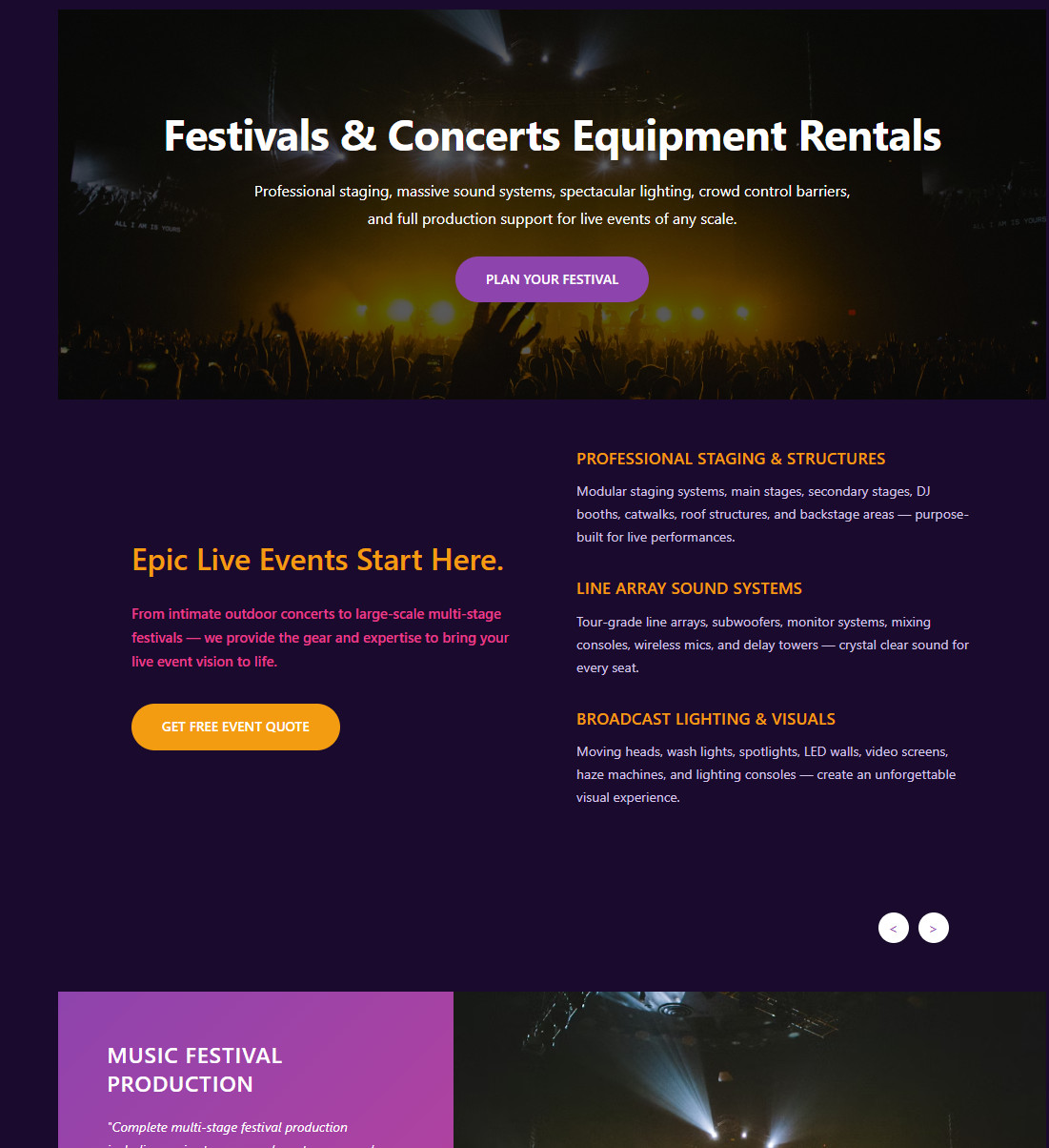 Party& Event Equipment Rental Website