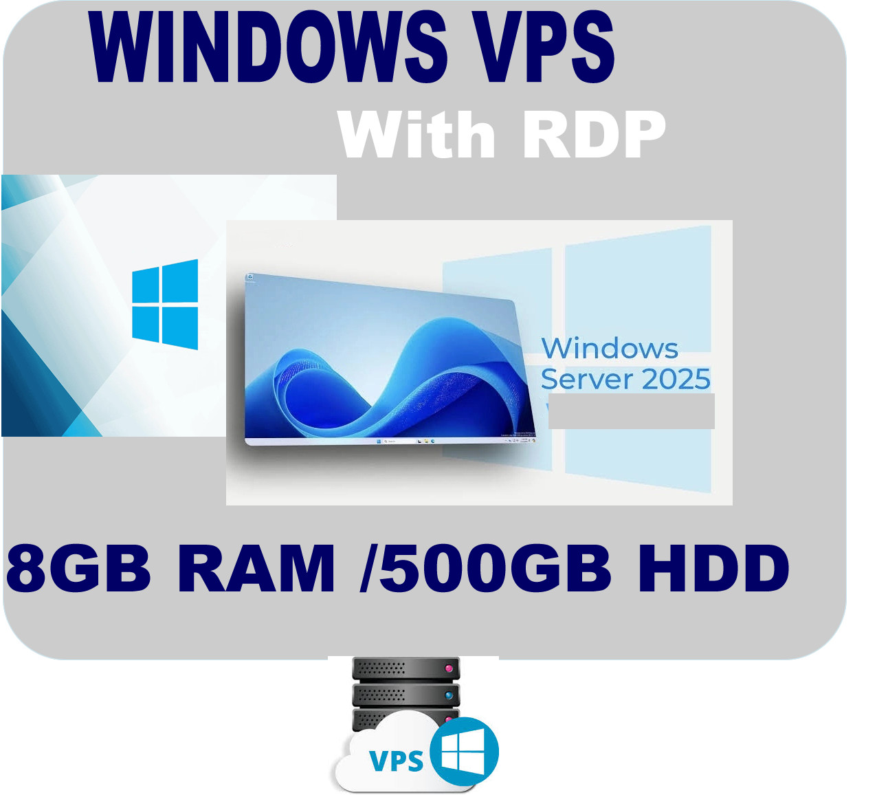 Windows VPS Server 8GB RAM, 500GB HDD RDP Enabled Fast browsing 24hour support