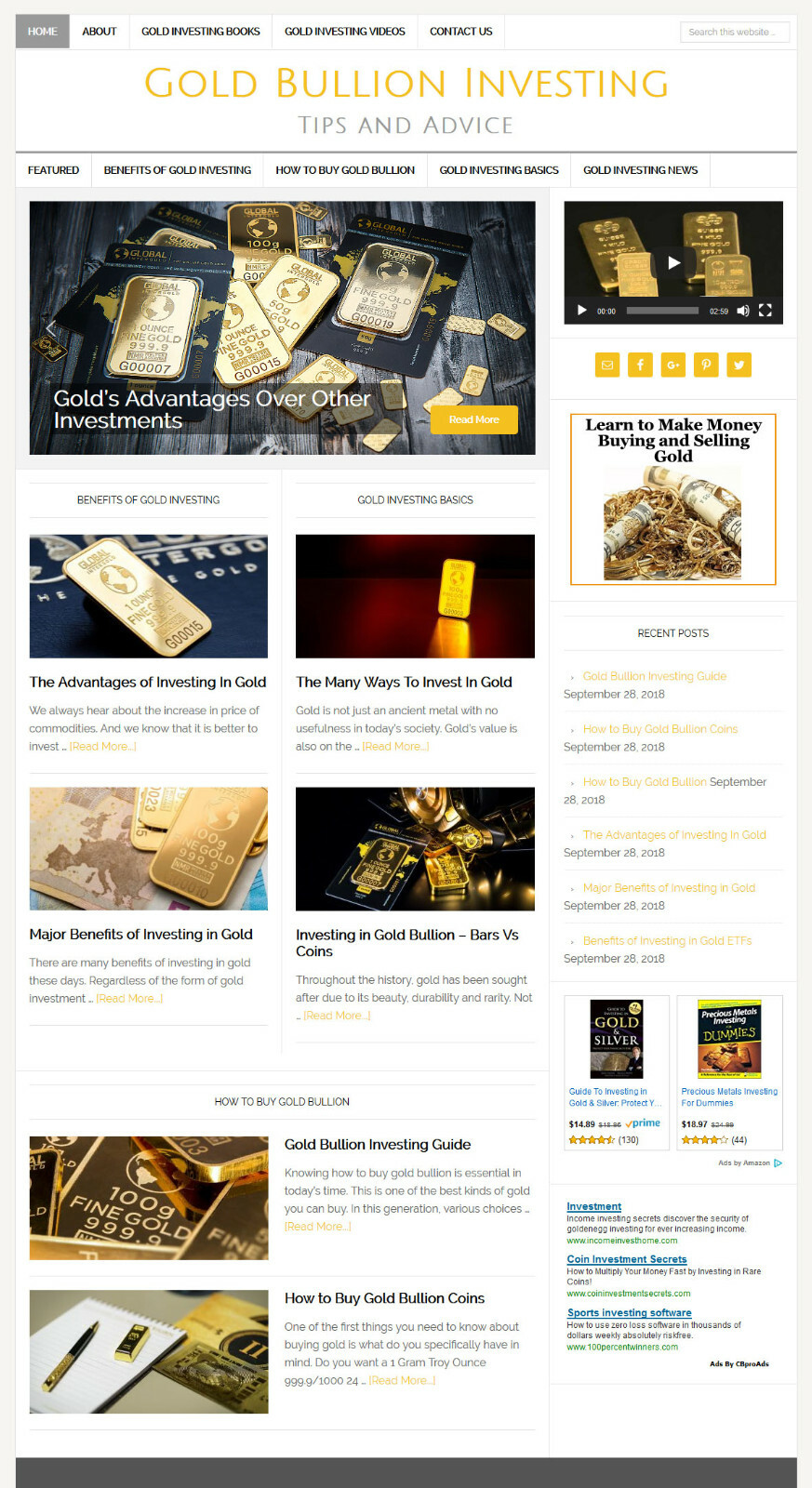 *GOLD INVESTING * affiliate website business for sale w/ AUTO UPDATING CONTENT