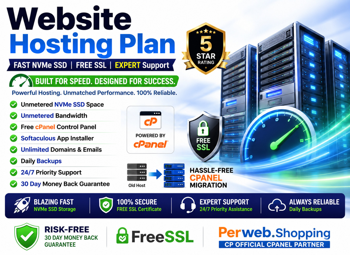 Website Hosting Plan – ⚡Unlimited Fast SSD | SSL | Secure | Emails | $14.99/Year