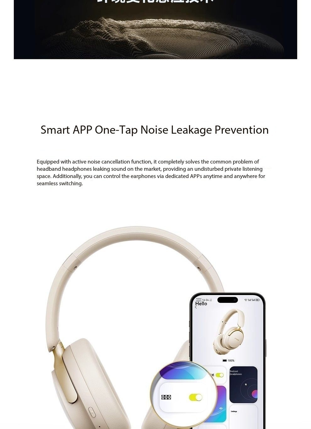 Pinsen NC60 PRO Over-Ear Bluetooth Headphones with Active Noise Cancellation