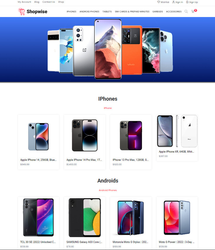 Smart Phones + Tablets Store Website, eCommerce DropShip / Affiliate Ecommerce
