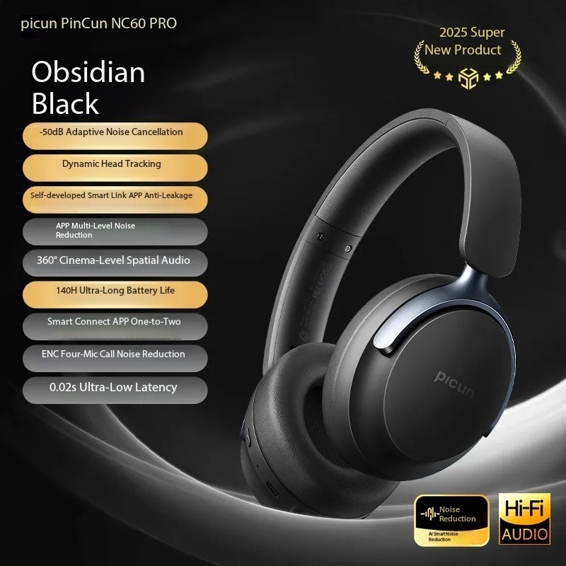 Pinsen NC60 PRO Over-Ear Bluetooth Headphones with Active Noise Cancellation