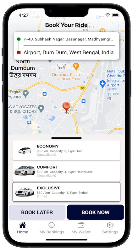 Exicore Taxi Mobile App | React Native Ride Booking Solution | Android & iOS
