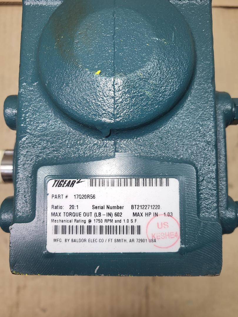 TIGEAR 2 17Q20R56 Right Angle Worm Gear Reducer 17Q20R56 20:1 RATIO ** NEW