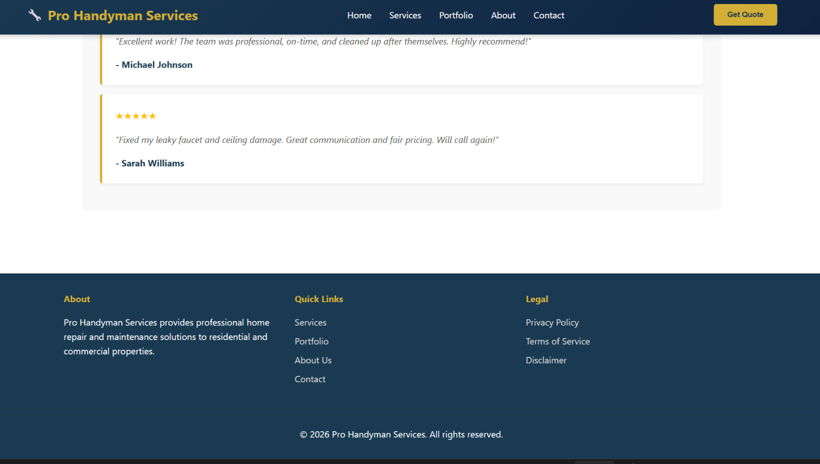 Professional Handyman Website HTML Template – Premium Design