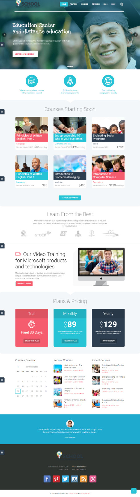 School Management Website Sell your courses Online / offline Hosting / Setup