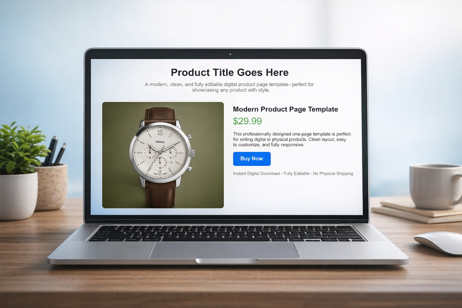 One Page HTML Template | Editable Website Template | Digital Downlooad