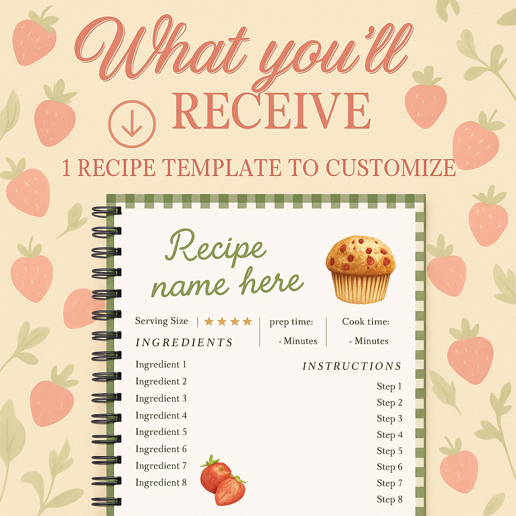Canva Template – Recipe Page ,Canva Editable Template