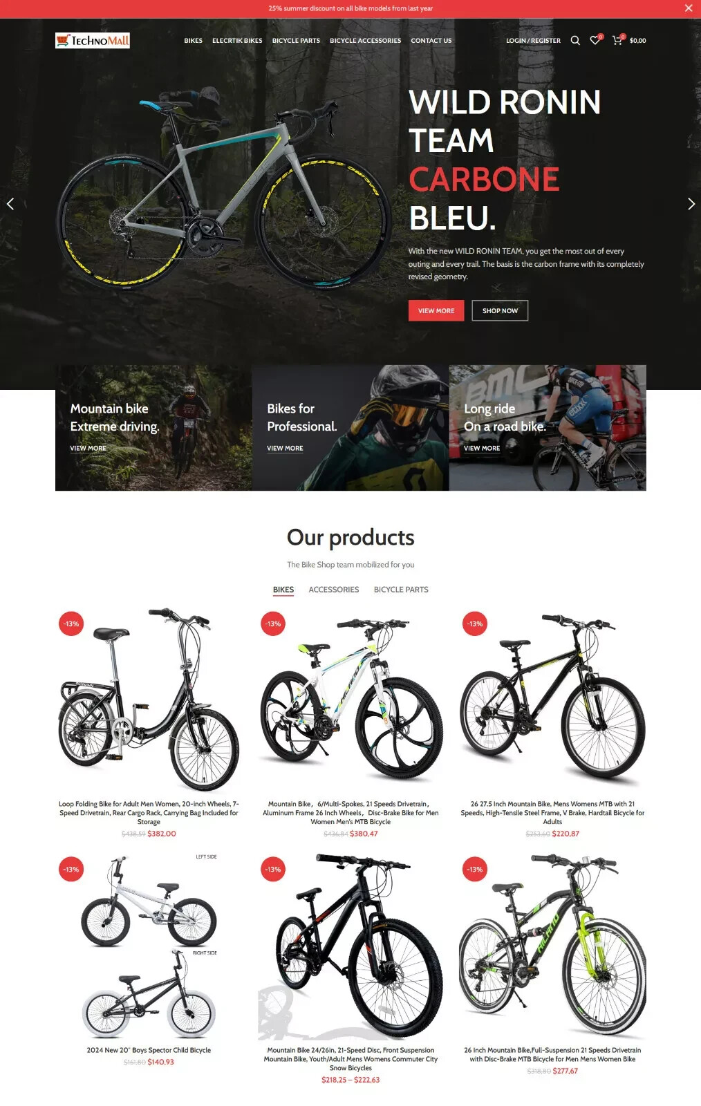 Turnkey Affiliate / Dropshipping Bicycles/Bikes Store Website+ Free Hosting
