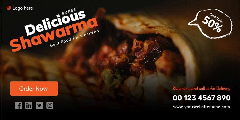 Delicious Shawarma Social Media Marketing Templates