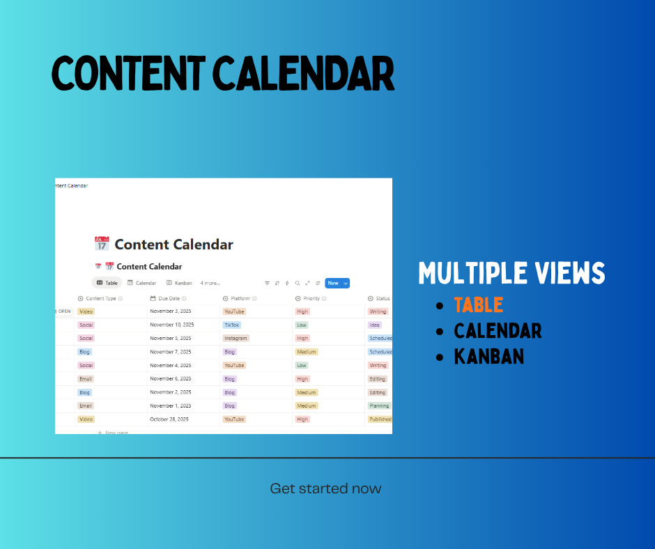 Content Creator Hub Notion Template – All-in-One Dashboard – Digital Download