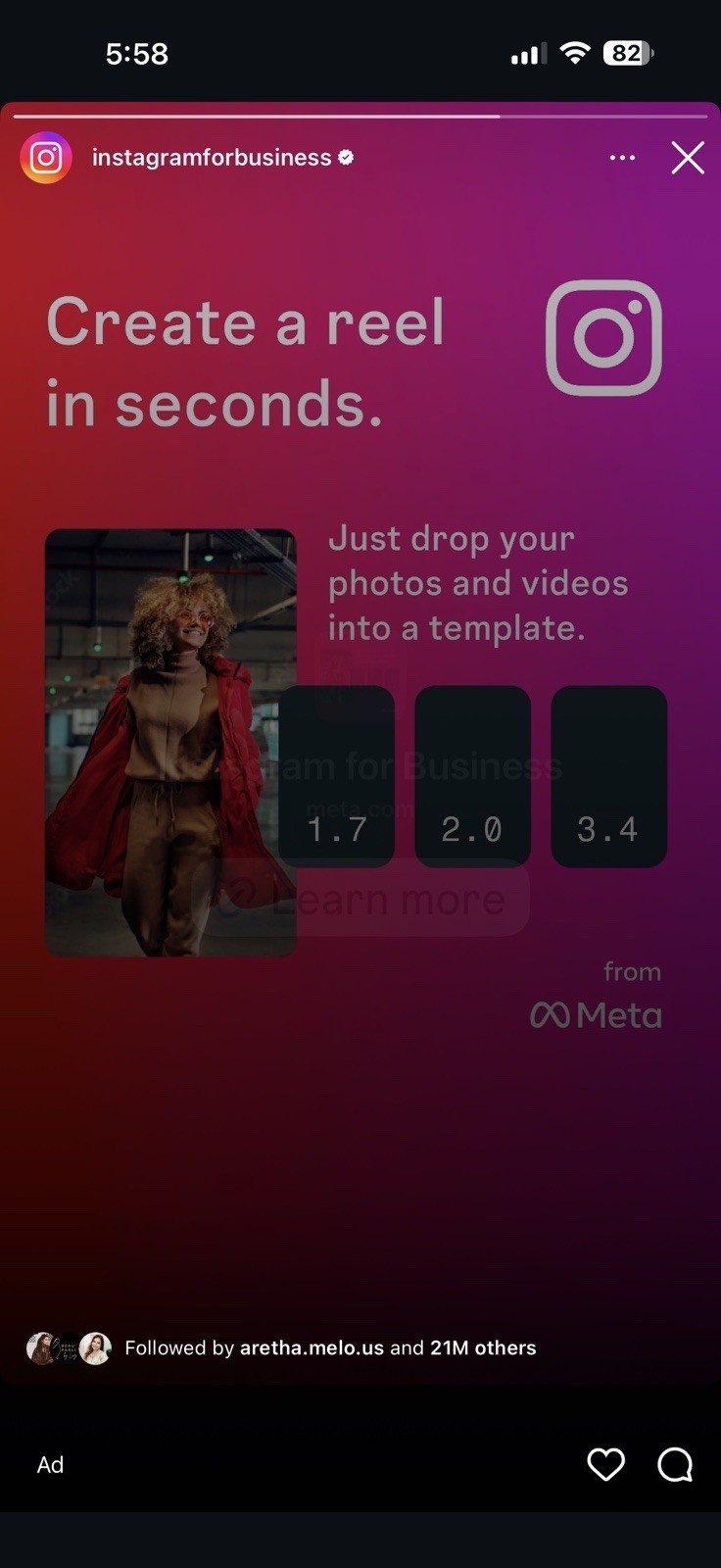 Meta Instagram for Business Reel Creation Ad Social Network Site