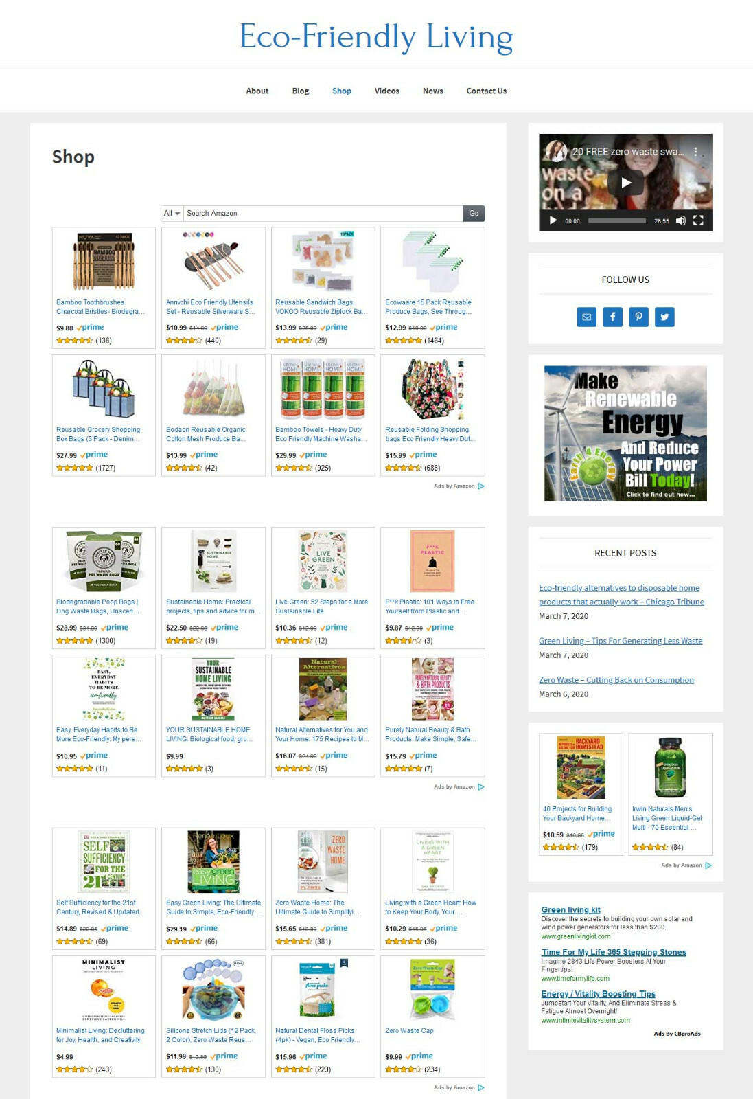 * Eco-Friendly Green Living Website * affiliate product blog AUTO POSTS
