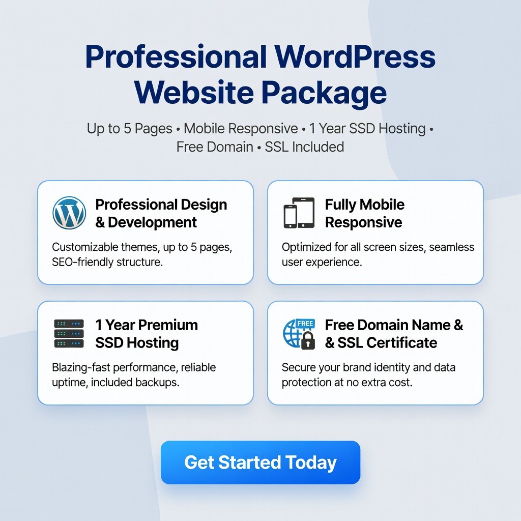 WordPress Website Design + 1 Year Hosting | Free Domain & SSL