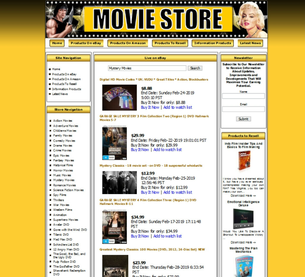 MOVIE & DVD eCommerce Amazon Store Website For sale