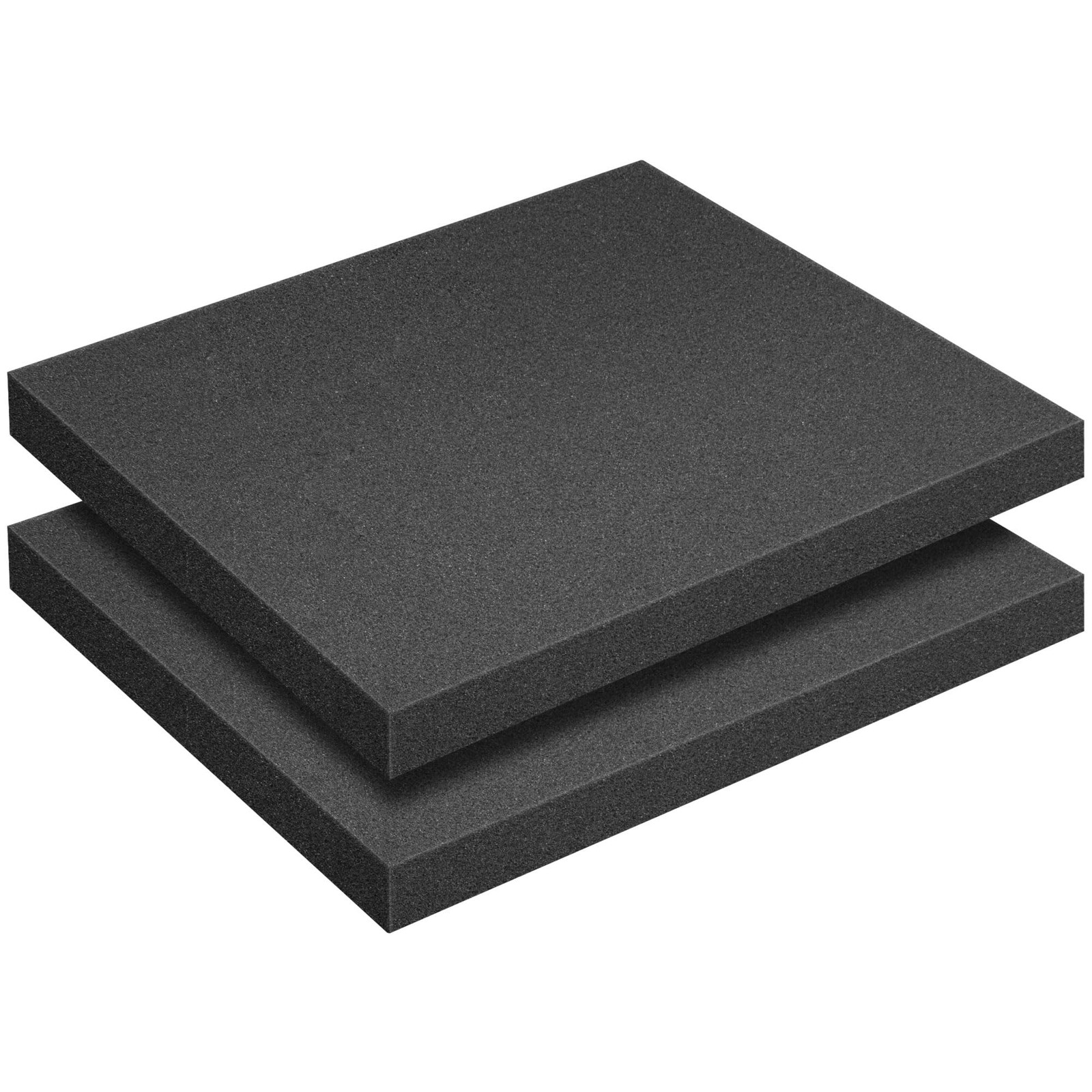 2 Pcs Polyurethane Foam Sheets 16x12x1.5 Inch Cuttable Case Insert Padding Black