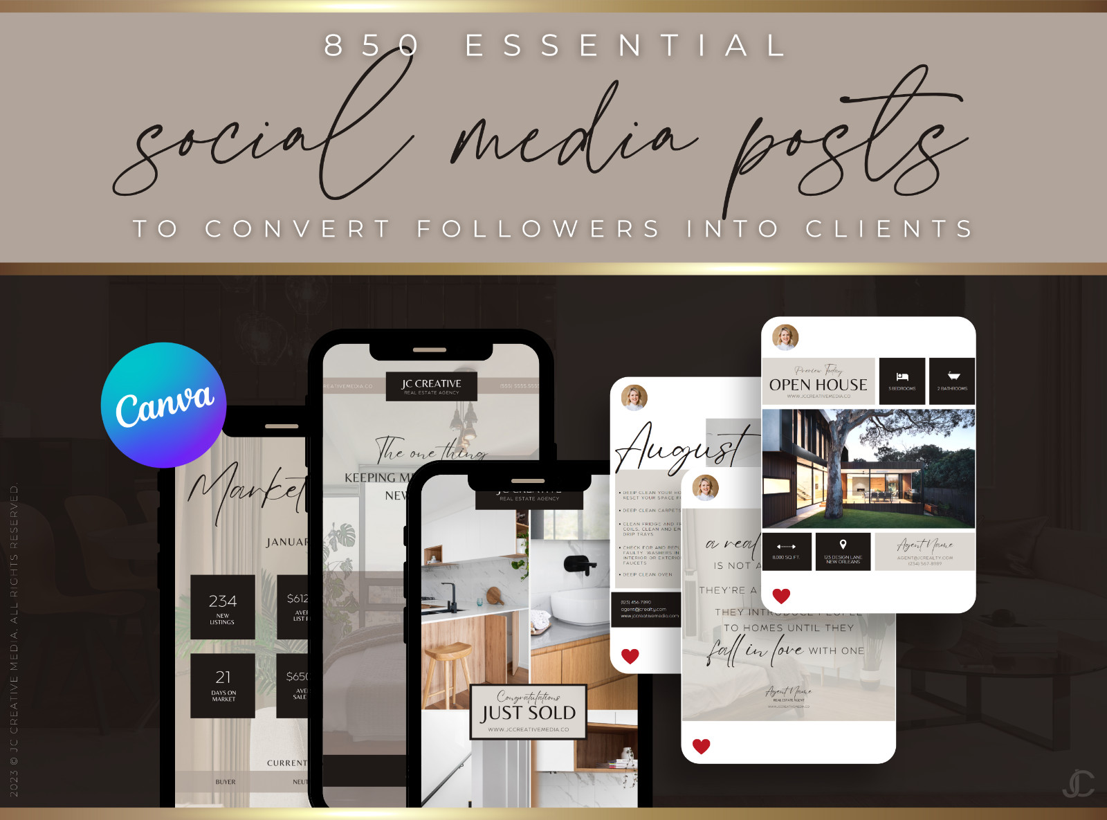 Luxury Real Estate Social Media Marketing Kit | 990+ Premium Canva Templates