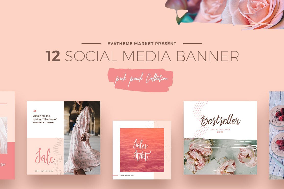 3 in 1 Social Media Kit Facebook Instagram Fully Editable PSD 3 Color Schemes