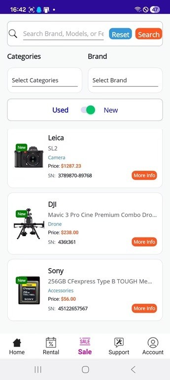 Equipment Rental Mobile app / (Android/iOS)