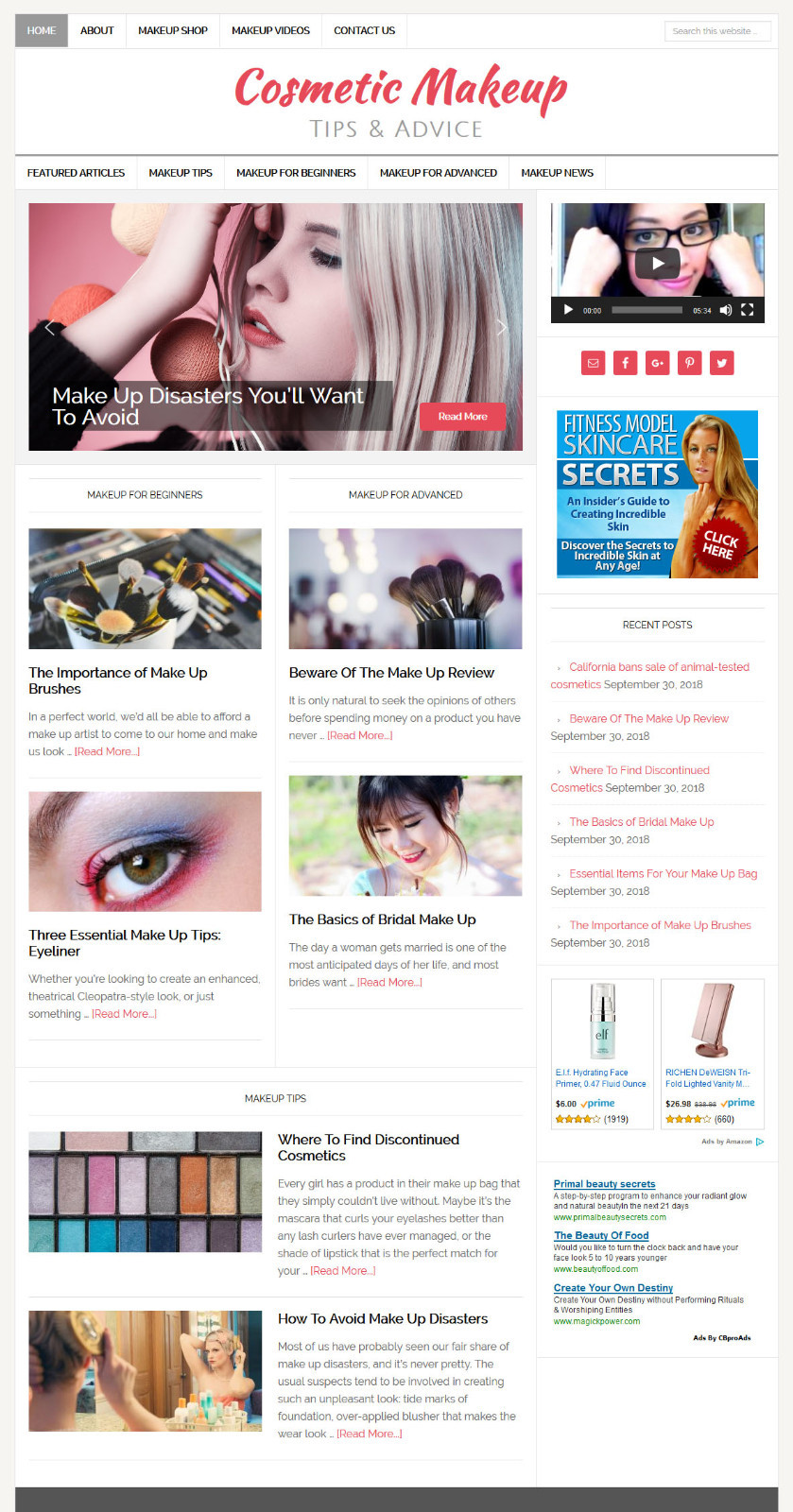 *COSMETIC MAKEUP TIPS * turnkey website business for sale w/ AUTOMATIC CONTENT