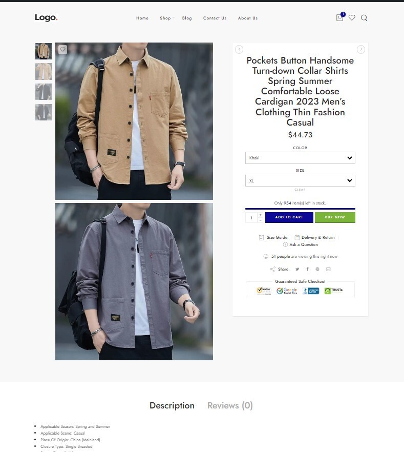 Dropshipping Website Ecommerce Business Affiliate, Free Hosting, Men’s Shirts
