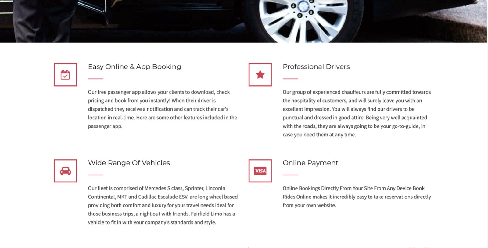 Car and limousine service website