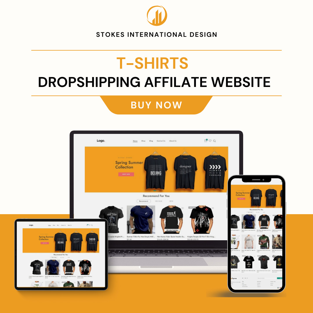 T-Shirts Dropshipping Website E-commerce Affiliate, Free Hosting & Installation