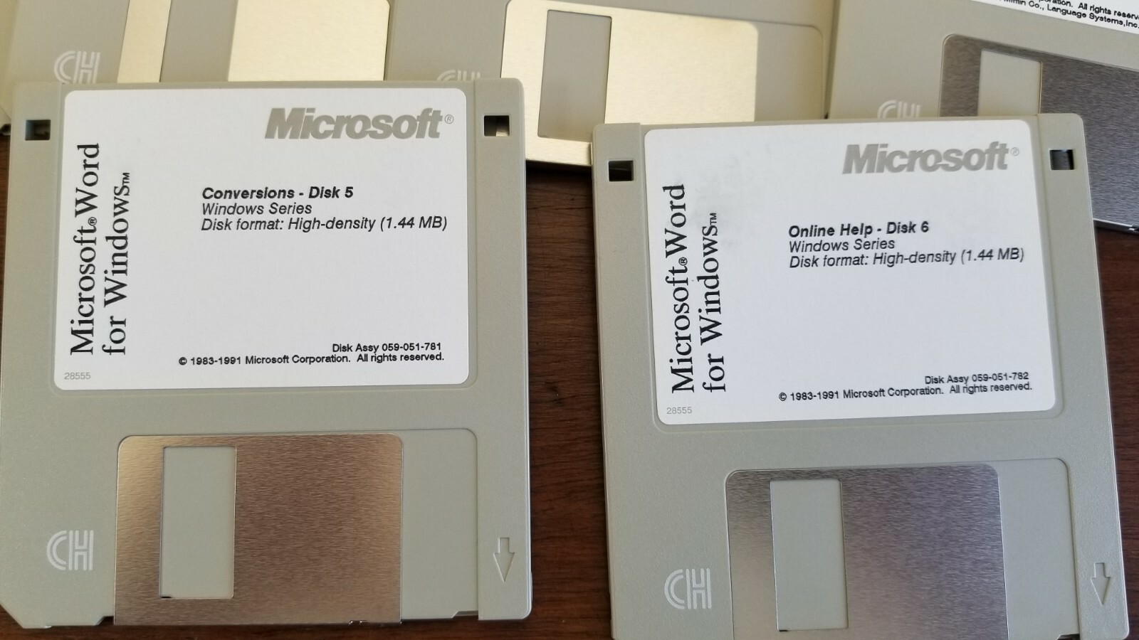 Microsoft Word for Windows HD 3.5″ floppy diskettes (6 discs) Vintage 1991