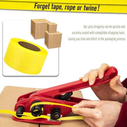 Poly Strapping Roll 1/2″ x 3280′ Yellow Packaging Banding 300lb Break Strength