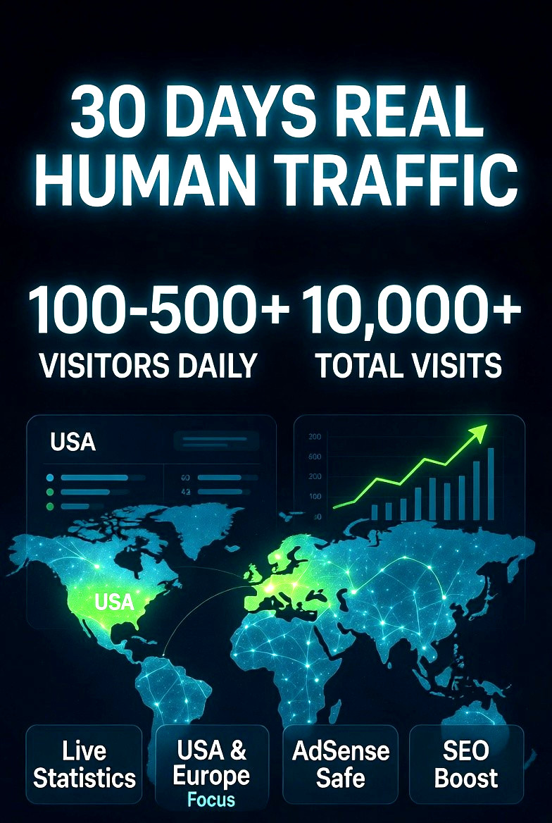 30 Days Website Traffic Promotion | Worldwide Visitors | Blog & Store Ads