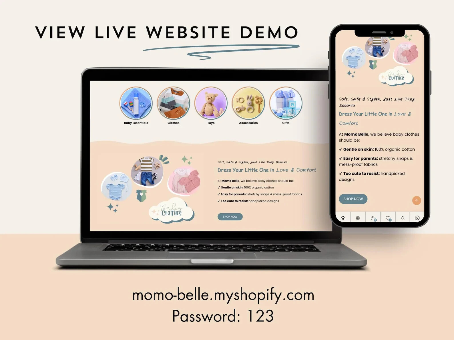 Momo Belle Shopify Theme, Baby Kids Boutique, Baby Store, Shopify Template 2.0