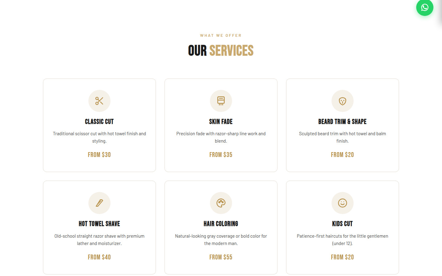 Barbershop Website Template – Professional HTML Landing Page – Dark – Responsive