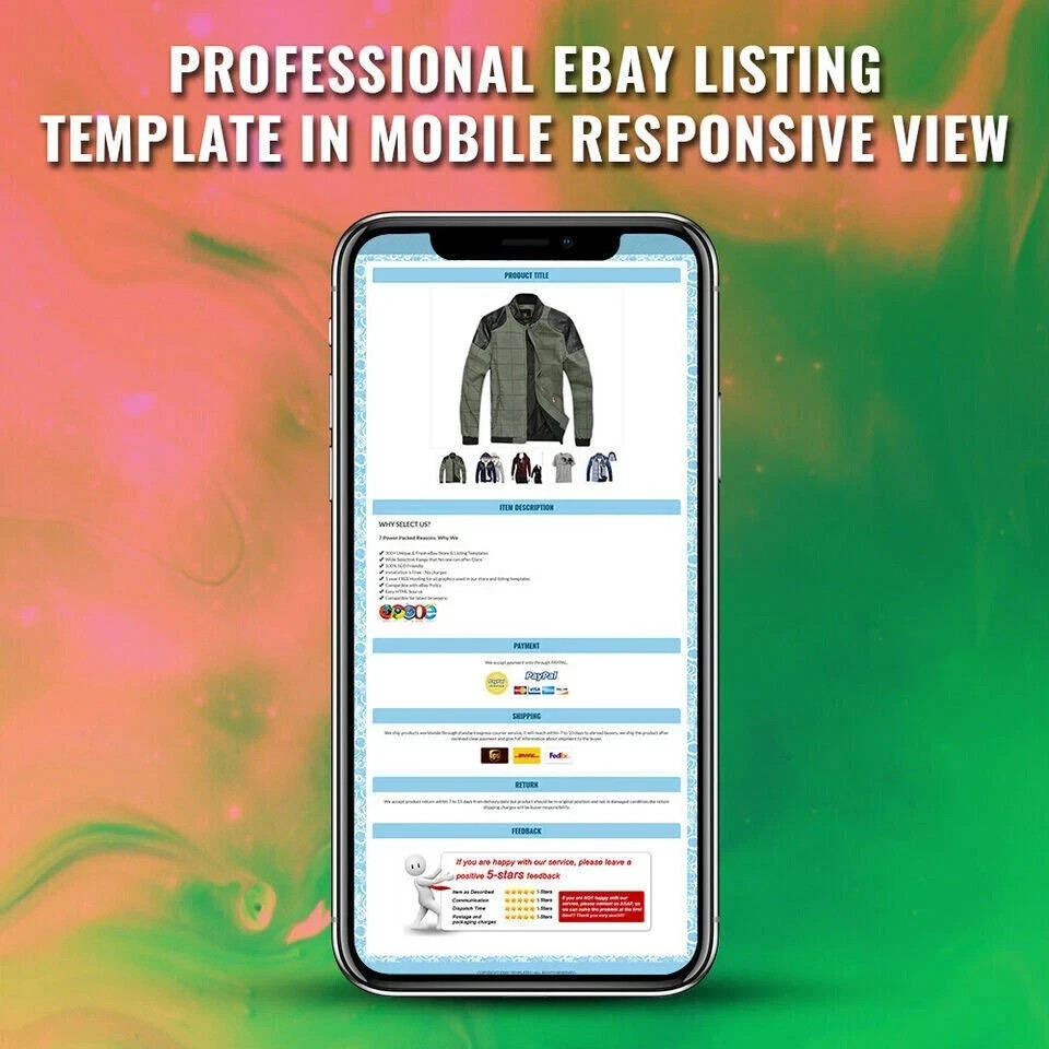 eBay Listing Template Responsive Mobile Design HTML Professional Design