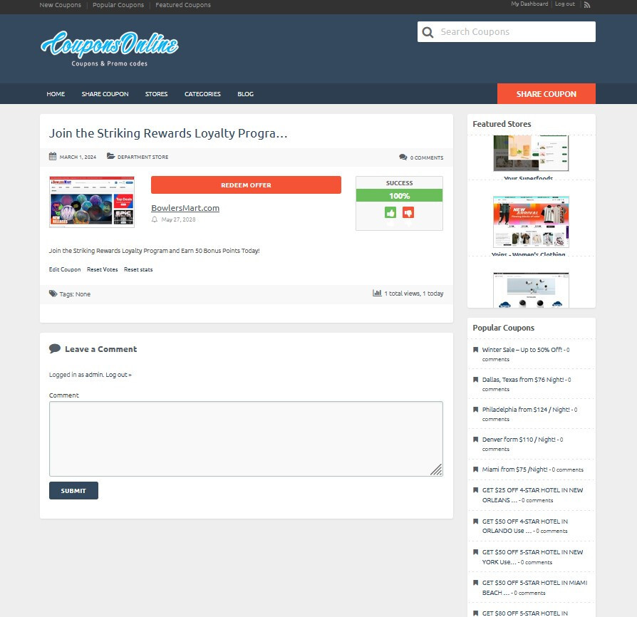 Coupons Discount Codes Sharing Website – Auto Pilot – Free Hosting + SSL