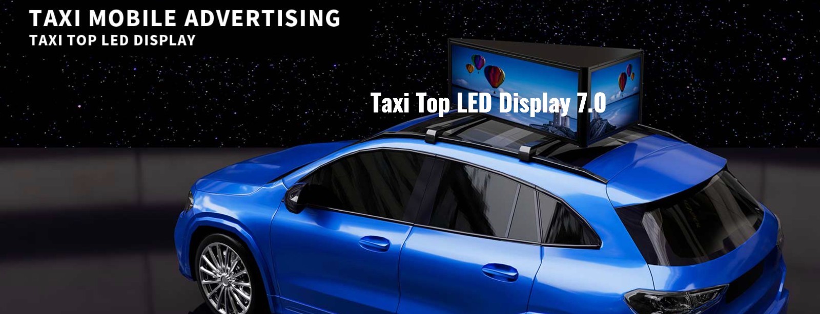 Taxi LED smart screen. Advertising. Taxi solution. Business.